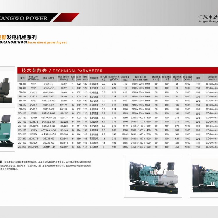 東風(fēng)康明斯柴油發(fā)電機(jī)組詳細(xì)參數(shù)表 (1)